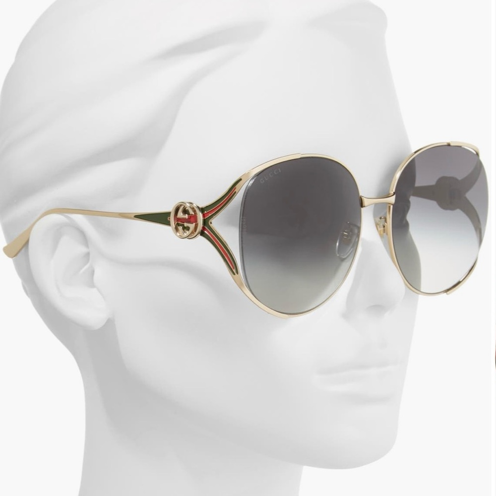 Gucci 63mm Gradient Oversize OpenTemple Round Sunglasses - Picture 2 of 7